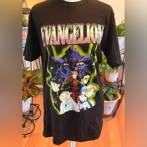 Neon Genesis Evangelion Shirt Medium Black Crew Neck Shinji Rei Asuka Anime 2022
